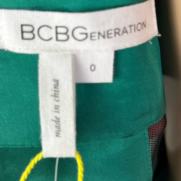 New BCBGeneration Emerald Green Sheer Mesh Cutout Pleated Mini Dress - Picture 10 of 13